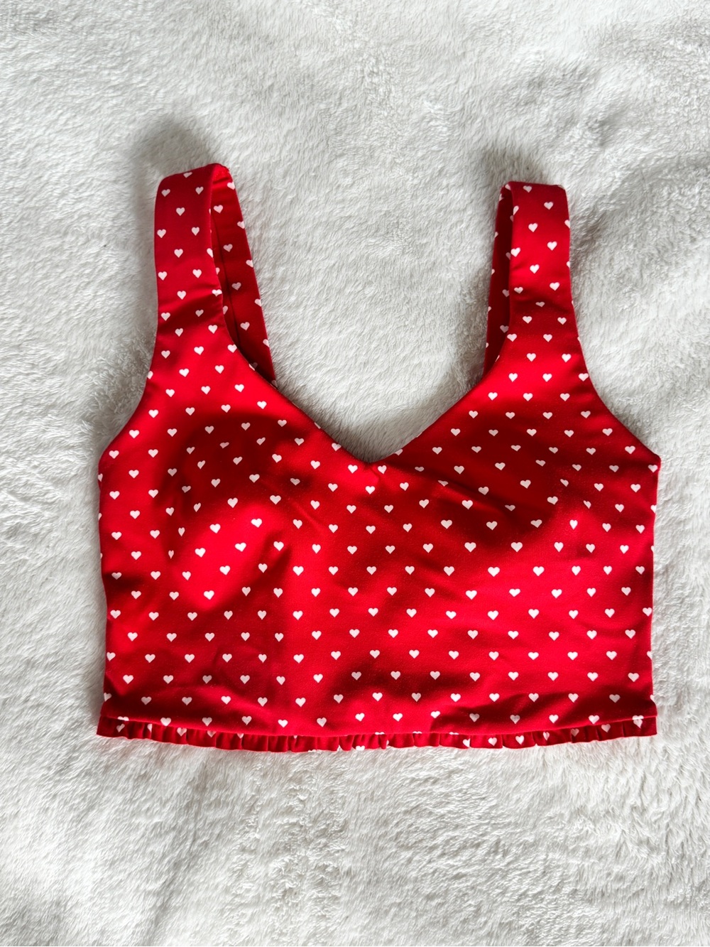 All in Motion Red Heart Ruffle Activewear Set Leggings Sports Bra XS - Picture 2 of 10
